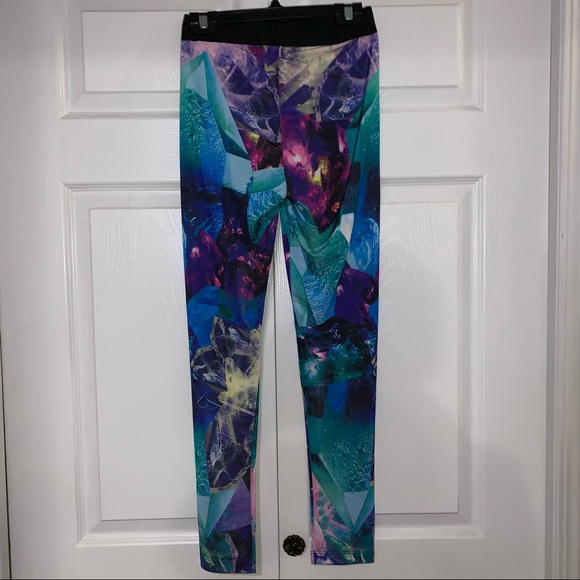NEW Crystals Quartz Amethyst Gemstone Print Leggings - Picture 4 of 5